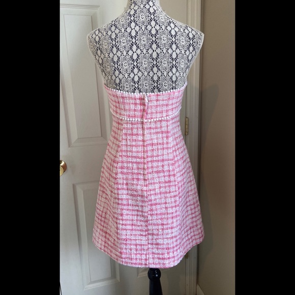 Lilly Pulitzer Pink & White Tweed Strapless Dress Size 4 - Picture 3 of 5